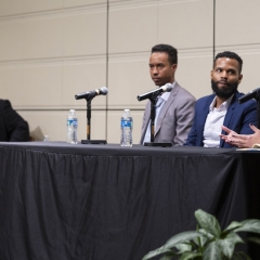 Jared Clemons on a panel at the Marian Miner Cook Athenaeum.