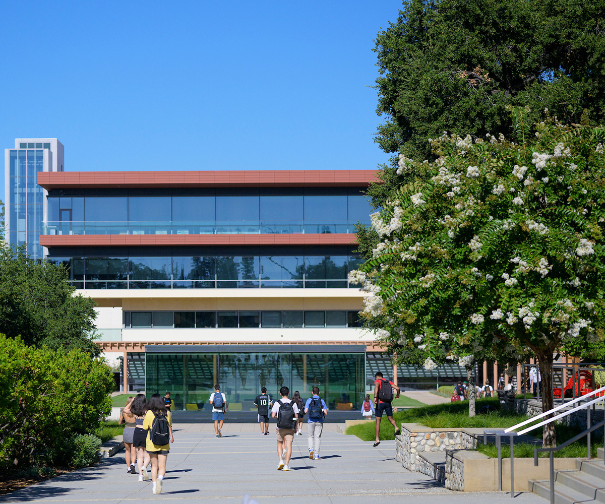 Students walking in front of Kravis Center.