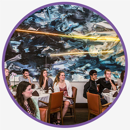 Mary Weatherford large mural at the Athenaeum.