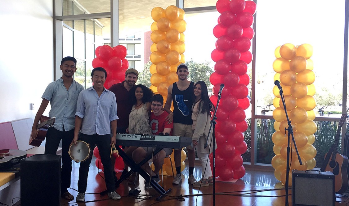 Artists and musicians during Student Art Showcase