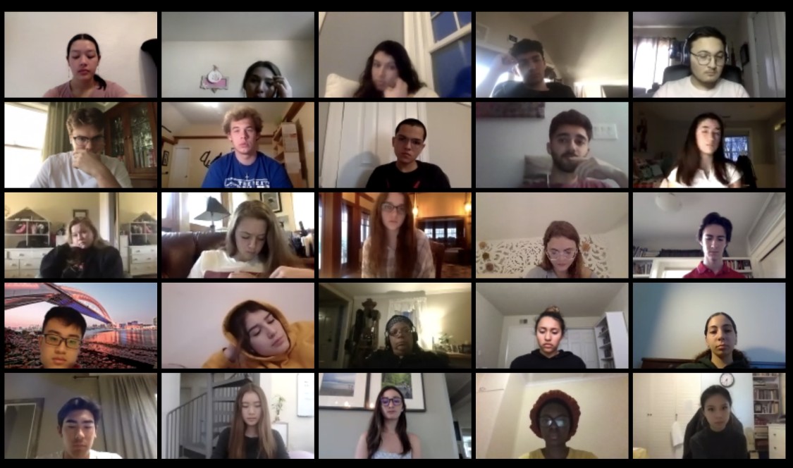 CMC President Hiram Chodosh chats with accepted seniors on Zoom