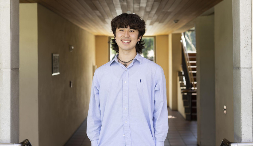 Louis Layman '26 standing on campus