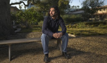 Portrait of Wali Shaikh '24, Seaver Scholar, on campus.