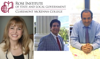 A photo collage of Rose Institute's newest board members (from left to right): Lisa Pitney ’89, Eric Figueroa ’92 P ’21, and Sean Elsbernd ’97.
