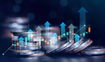 Graphic of chart and coins.