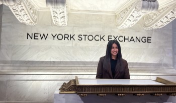 Zara Vakarth '24 at the NYSE.