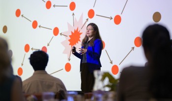 Christine Porath speaking at the Ath