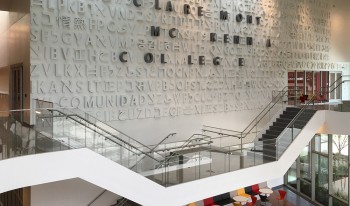 Interactive word map in entrance of pavilion