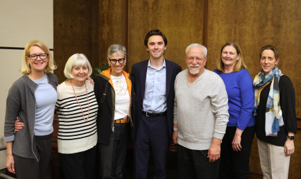 David Hogg standing with a group at the Ath