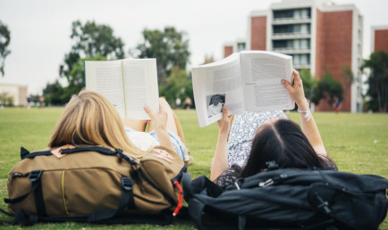 Students studying on Parents Field