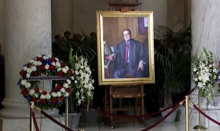 Antonin Scalia portrait at memorial service