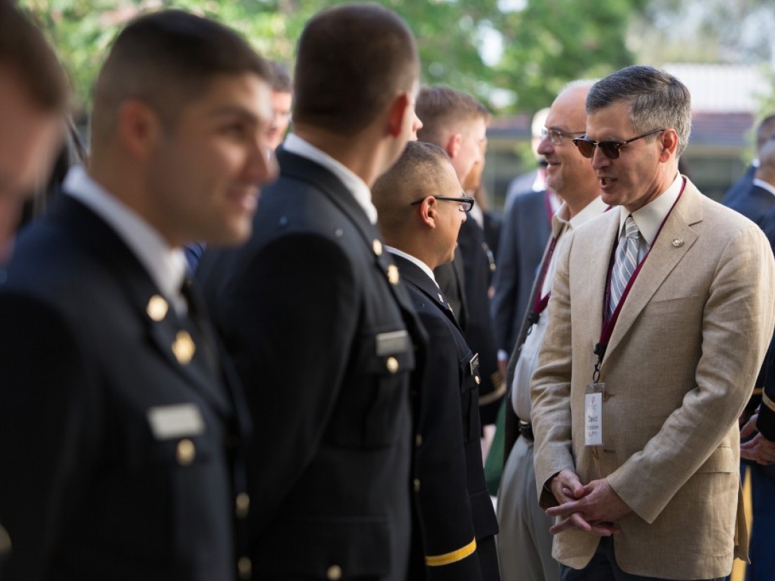 David Mgrublian at ROTC ceremony