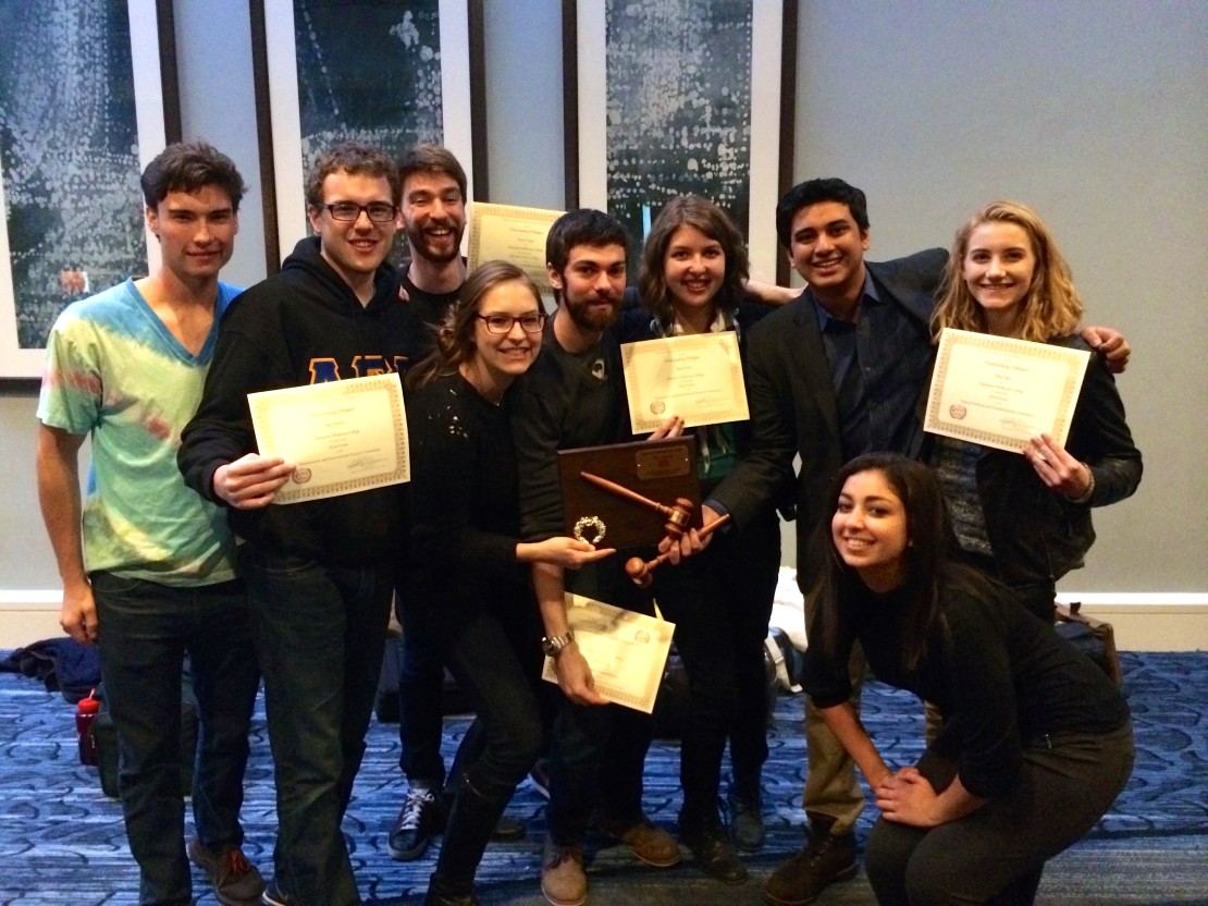 SPEAKING OUT: Naina Mullick ’17 and Griffin Merians ’17 represent Sierra Leone during stiff competition at Harvard earlier this year.  CMC’s team went on to win HNMUN 2015.