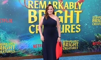 Shelby Van Pelt '02 at premiere of Remarkably Bright Creature movie