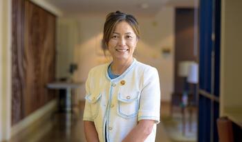 Stella Ho '97 in the Ath lobby